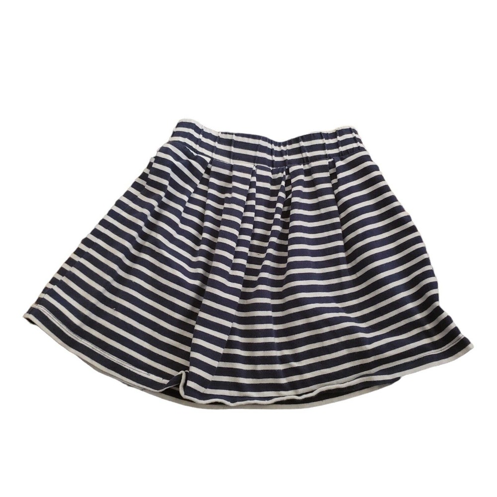 Scooter Brown Navy Blue/White Striped Flared Cotton Spandex Skirt Girls 7/8